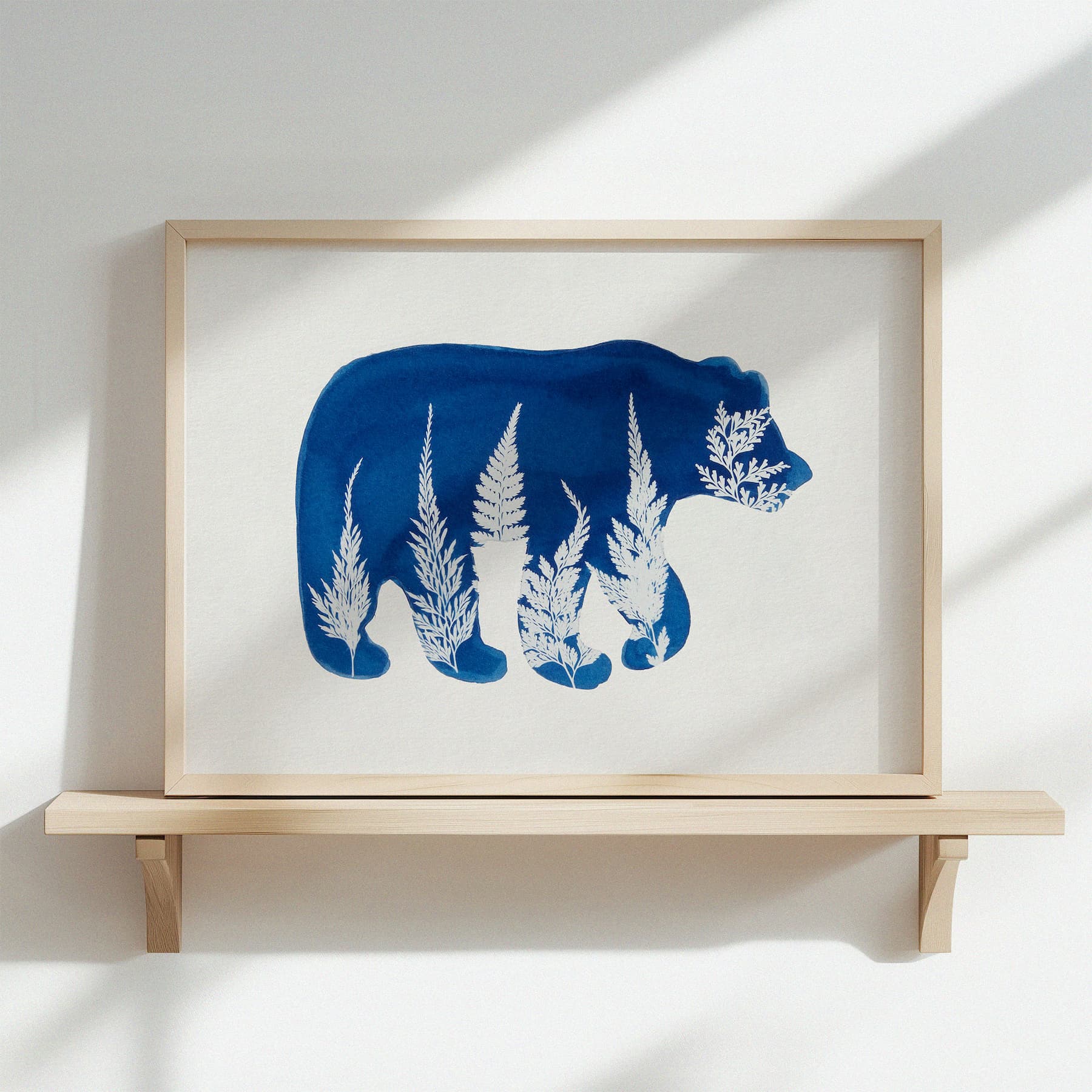 Fern Leaves Bear Art Print