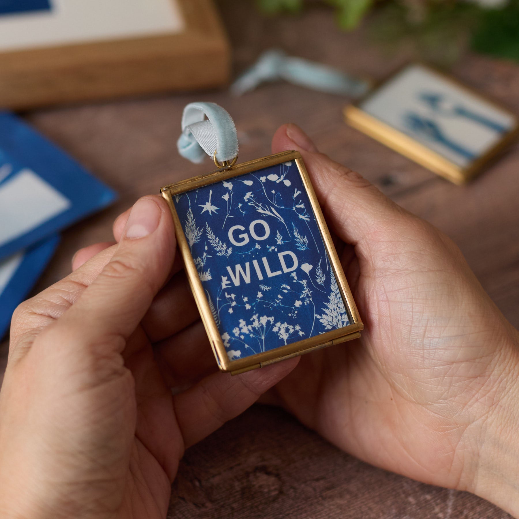 Go Wild - Mini Print in Hanging Brass Frame