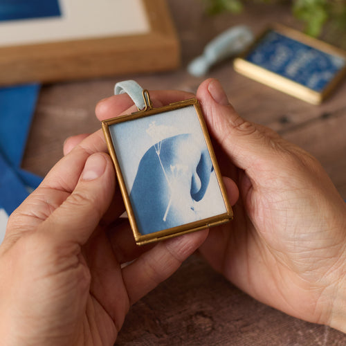 Back Stem - Mini Print in Hanging Brass Frame