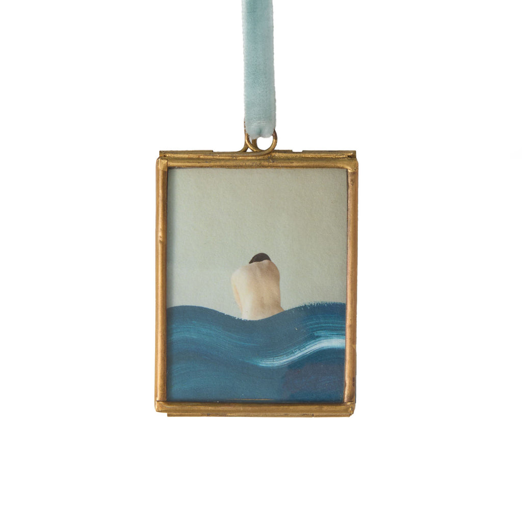 Half Girl - Mini Print in Hanging Brass Frame