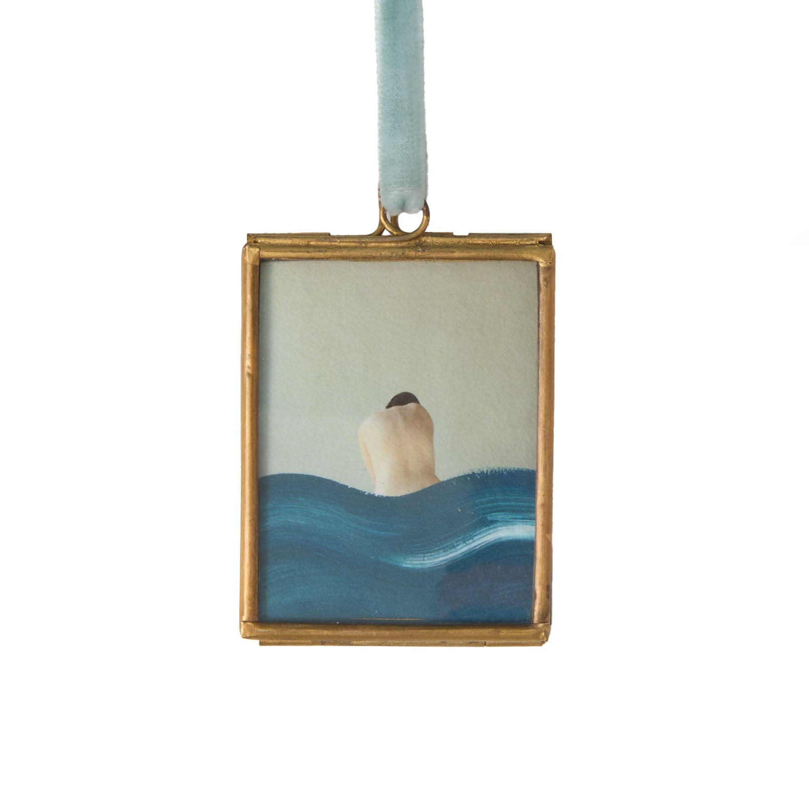 Half Girl - Mini Print in Hanging Brass Frame