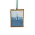Ship - Mini Print in Hanging Brass Frame