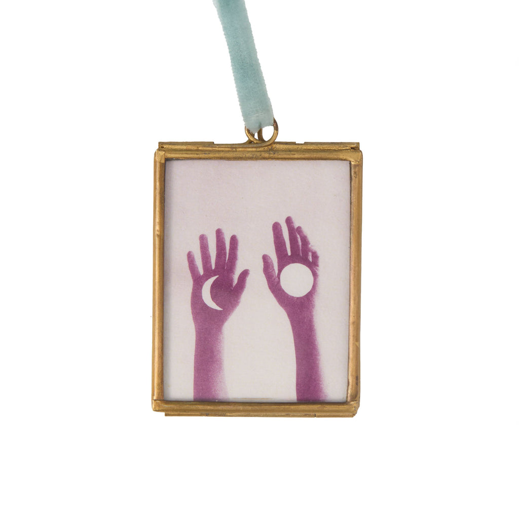 Pink Moons - Mini Print in Hanging Brass Frame