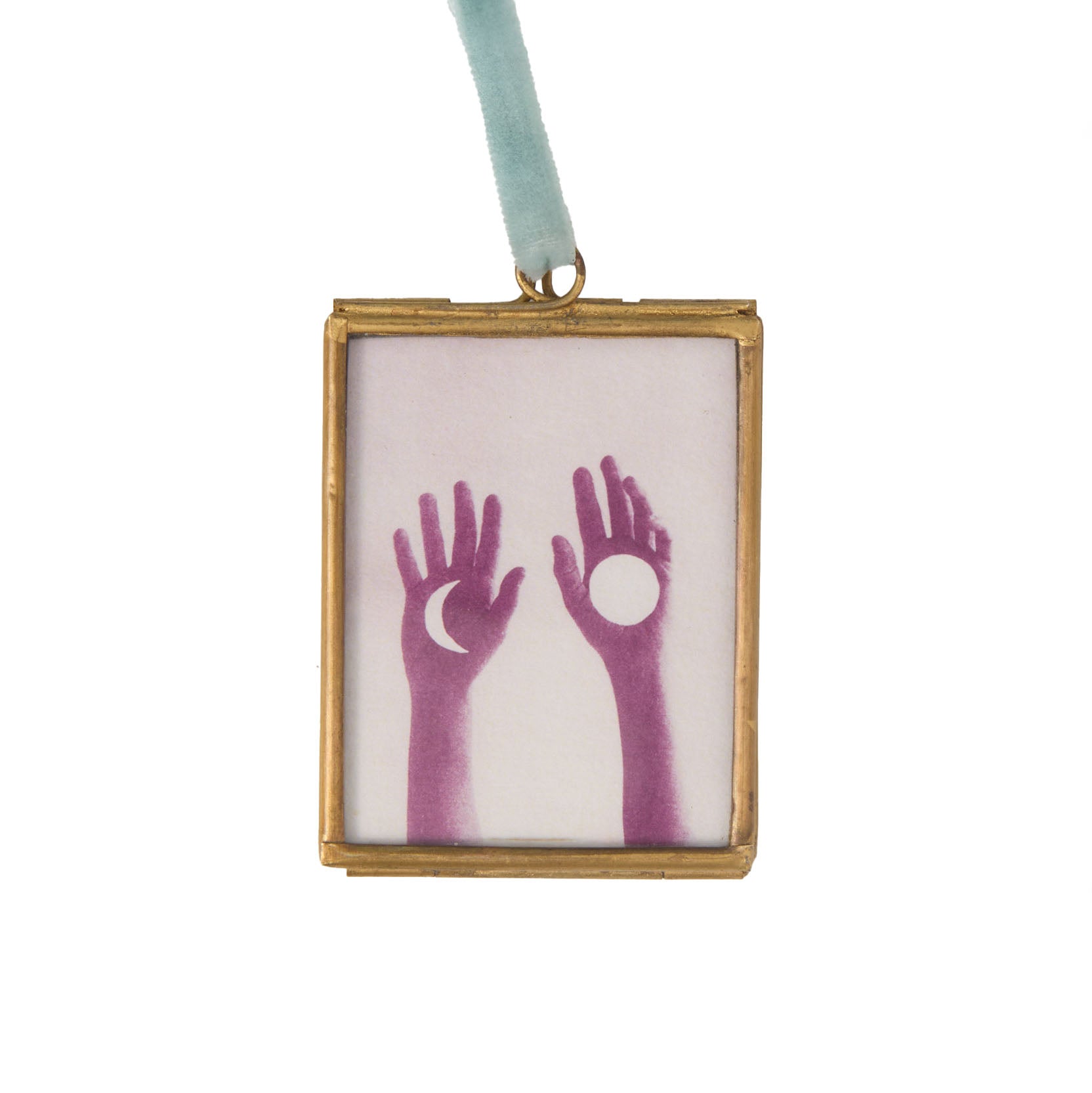 Pink Moons - Mini Print in Hanging Brass Frame