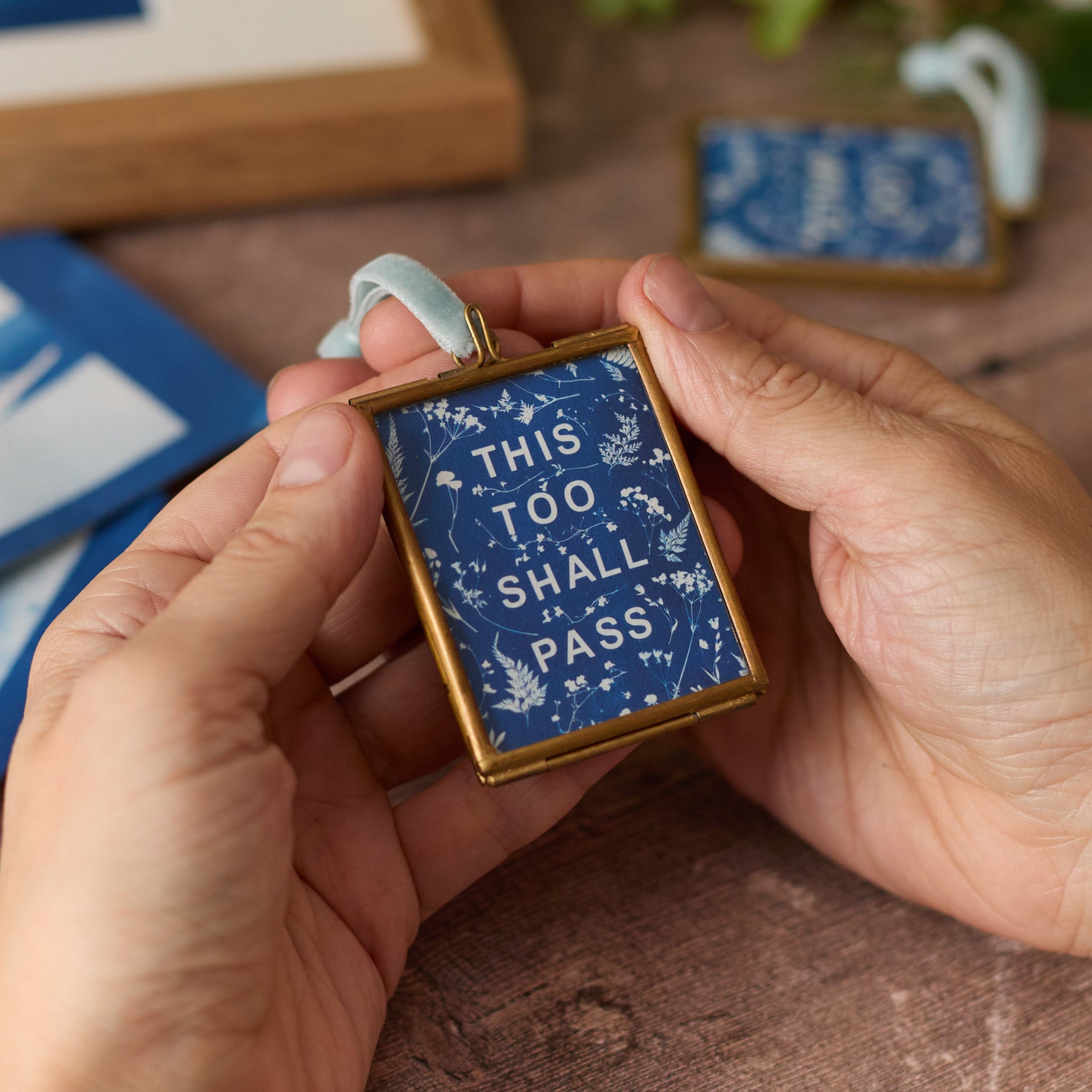 This Too Shall Pass - Mini Print in Hanging Brass Frame