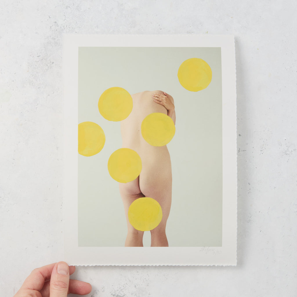 Half Girl Yellow Dots - Original Hand Painted Art Print