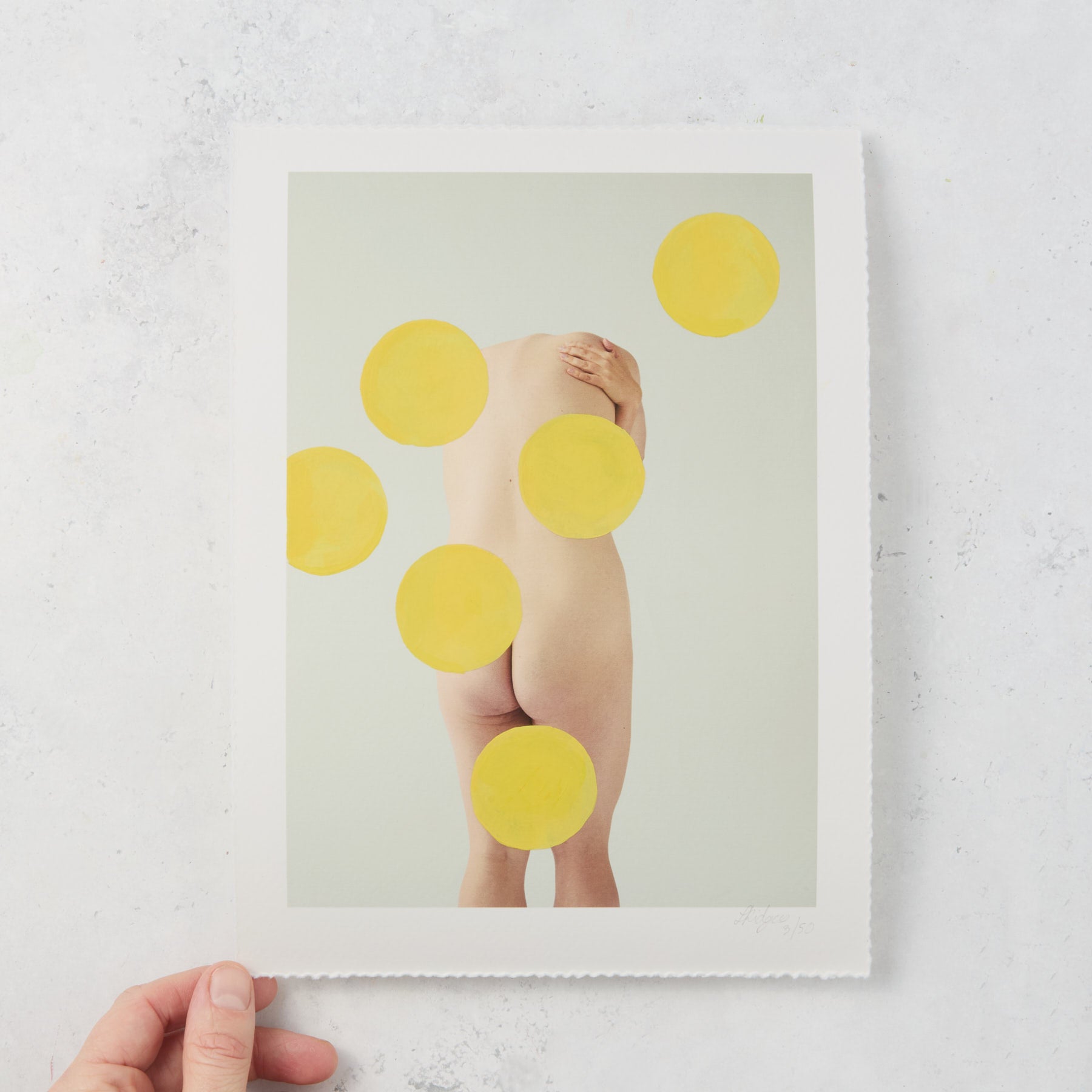 Half Girl Yellow Dots - Original Hand Painted Art Print