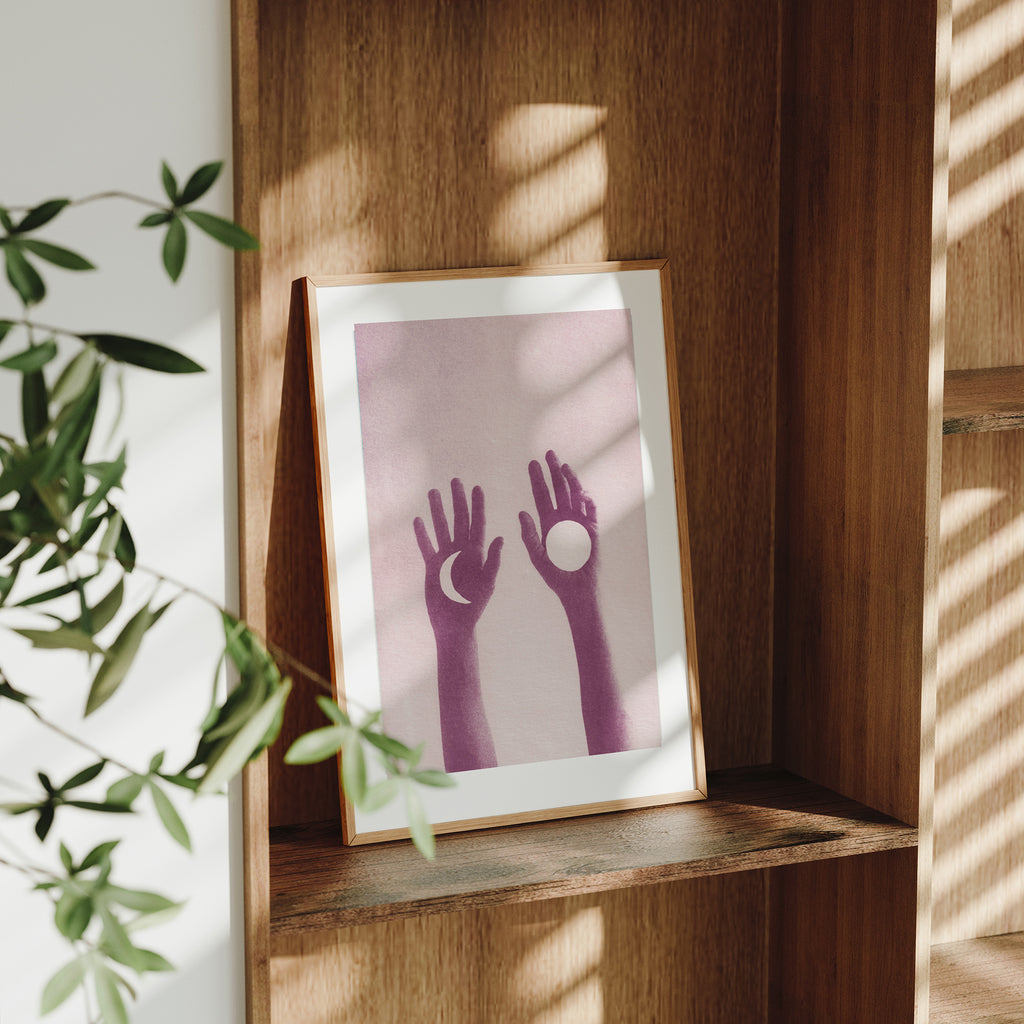 Moon Hands in Pink - Digital Print