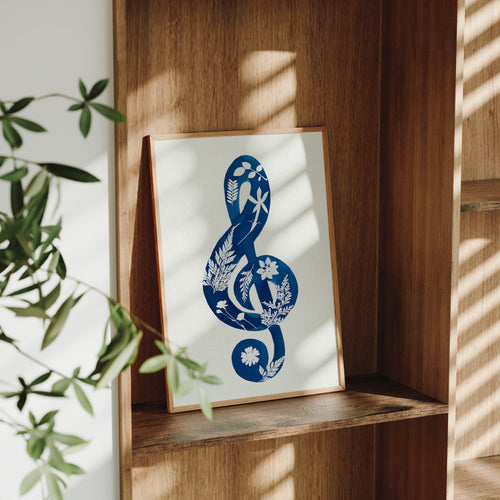 Botanical Treble Clef - Art Print