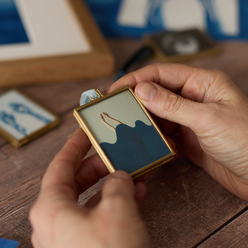 Dive - Mini Print in Hanging Brass Frame