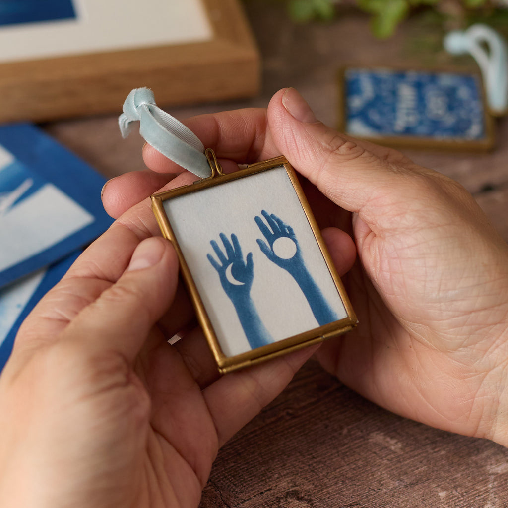 Bue Moons - Mini Print in Hanging Brass Frame