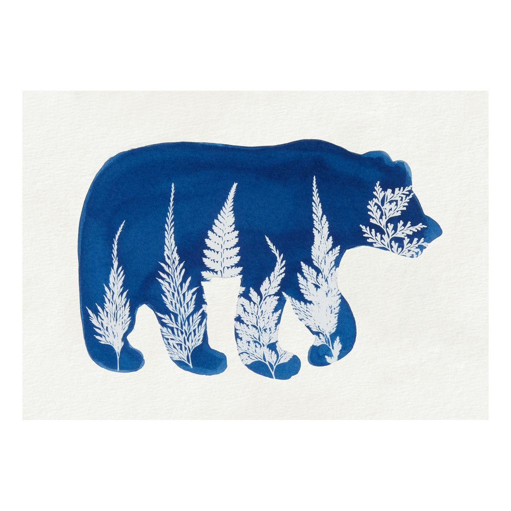 Fern Leaves Bear Art Print