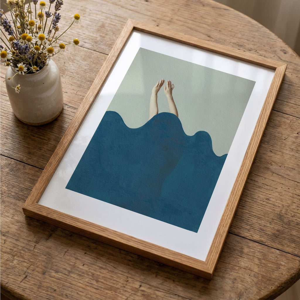 Half Girl Dive - Original Hand Painted Art Print