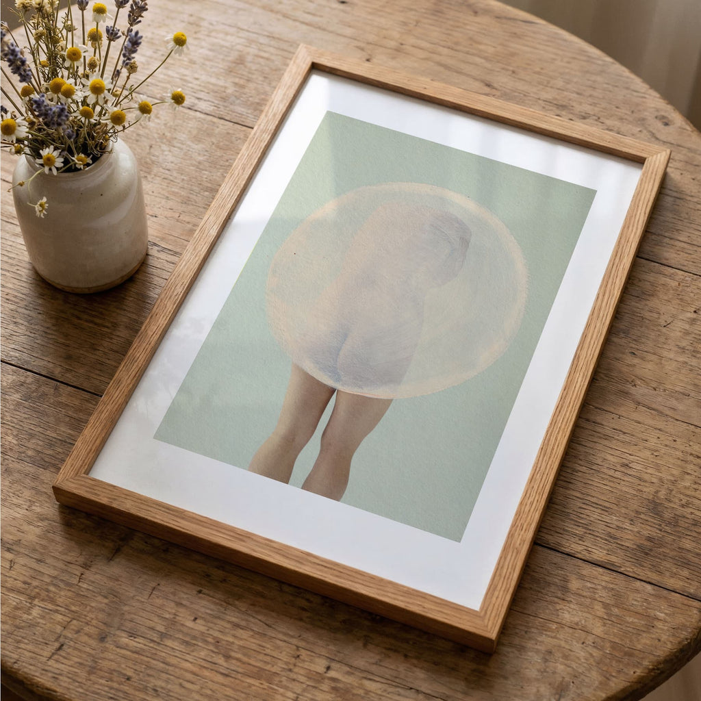 Half Girl Fish Bowl - Original Hand Painted Art Print
