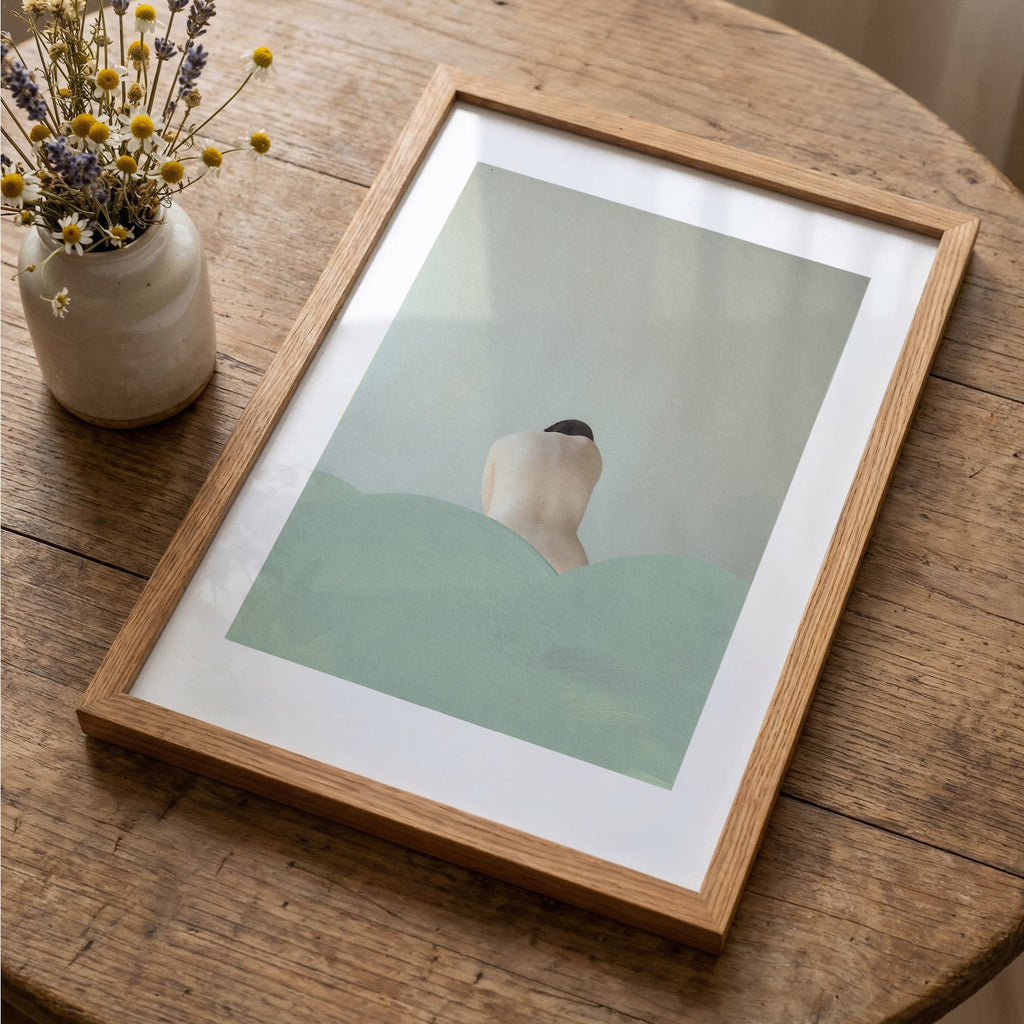 Half Girl Green Hills - Original Art Print
