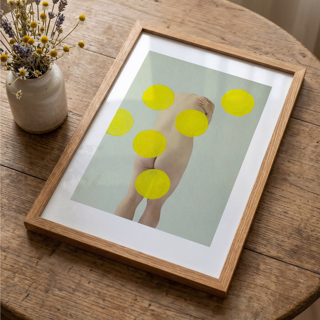 Half Girl Yellow Dots - Original Hand Painted Art Print