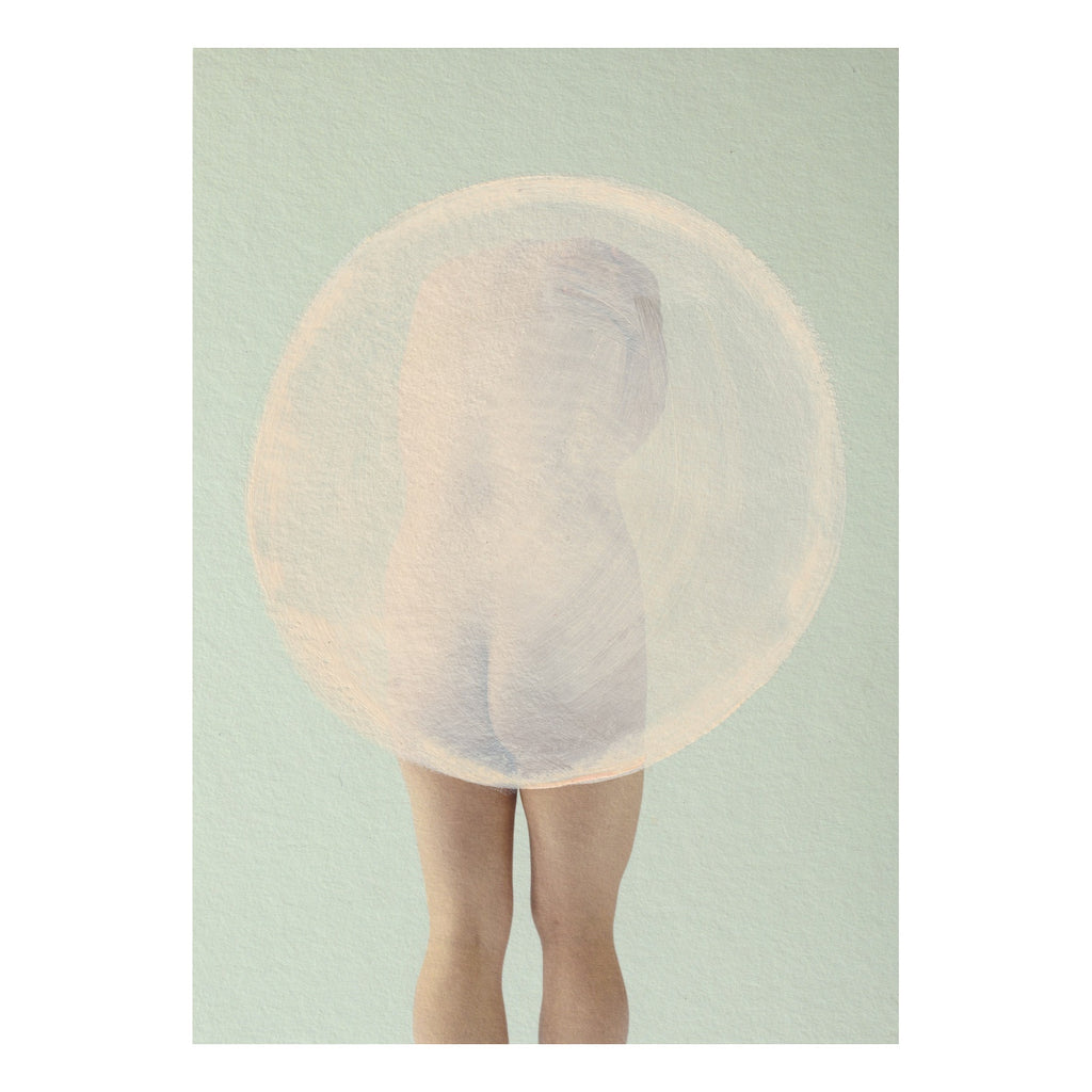Half Girl Fish Bowl - Original Hand Painted Art Print