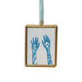 Hands in Flowers - Mini Print in Hanging Brass Frame